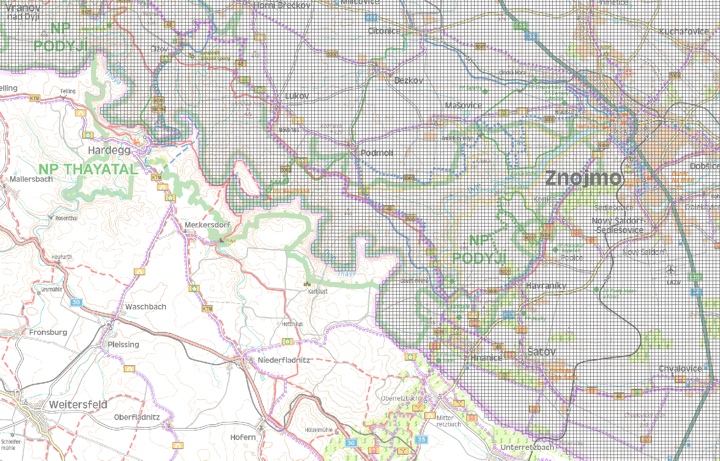 Mapa ČR 100x100 metrů
